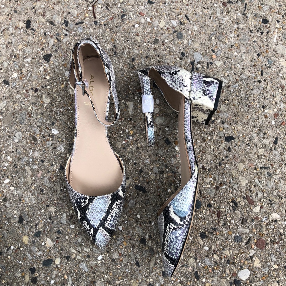 Aldo Snake Print Pointed Toe Block Heel Flats - image 2